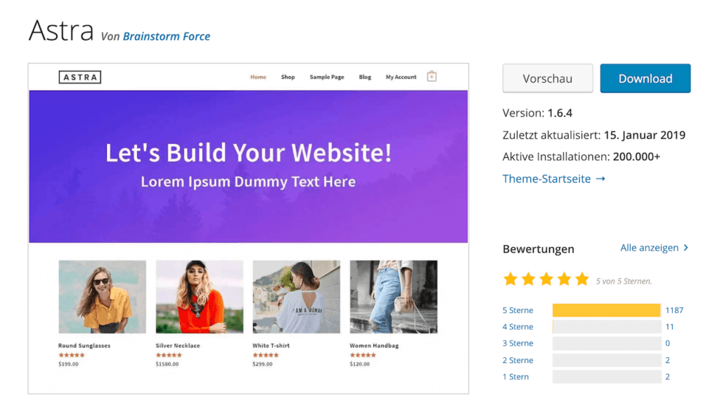 Astra Pro WooCommerce Theme von Brainstorm Force