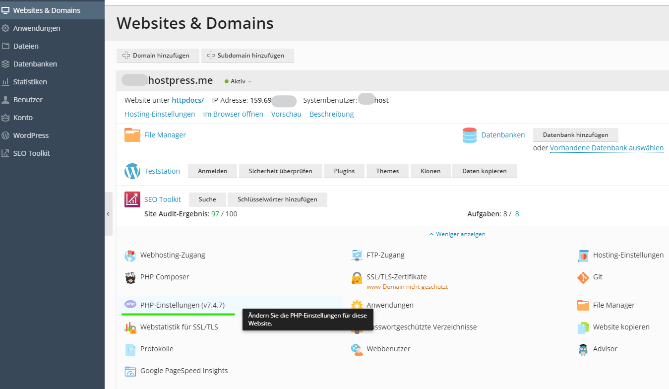 Plesk Control Panel - PHP
