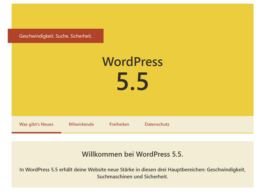 wp 5.5 dashboard