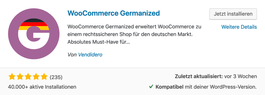 WooCommerce Germanized Plugin für mehr Rechtssicherheit