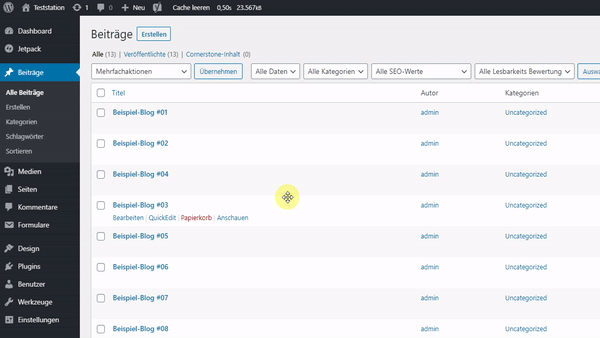 wordpress blogbeiträge sortieren reihenfolge