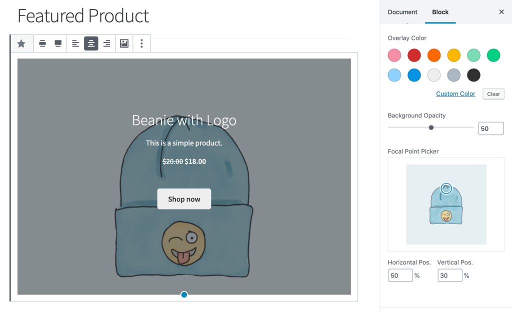 woocommerce featured product block
