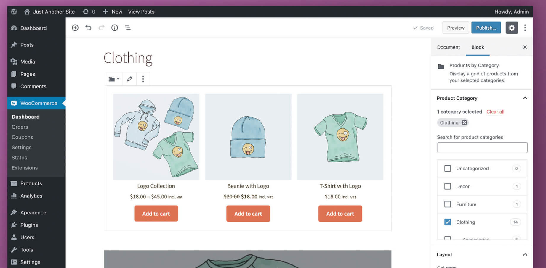woocommerce im dashboard