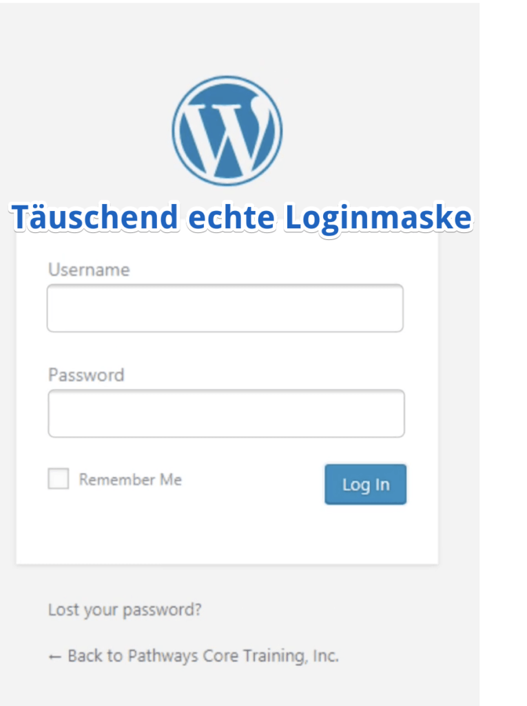 Screenshot Login Page WordPress Phishing Website
